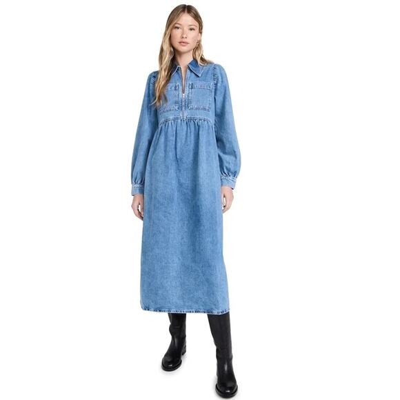 Aligne Gabriella Women's Long Sleeve Midi Denim Dress, Sz UK18 US14, Light Wash - Picture 3 of 15